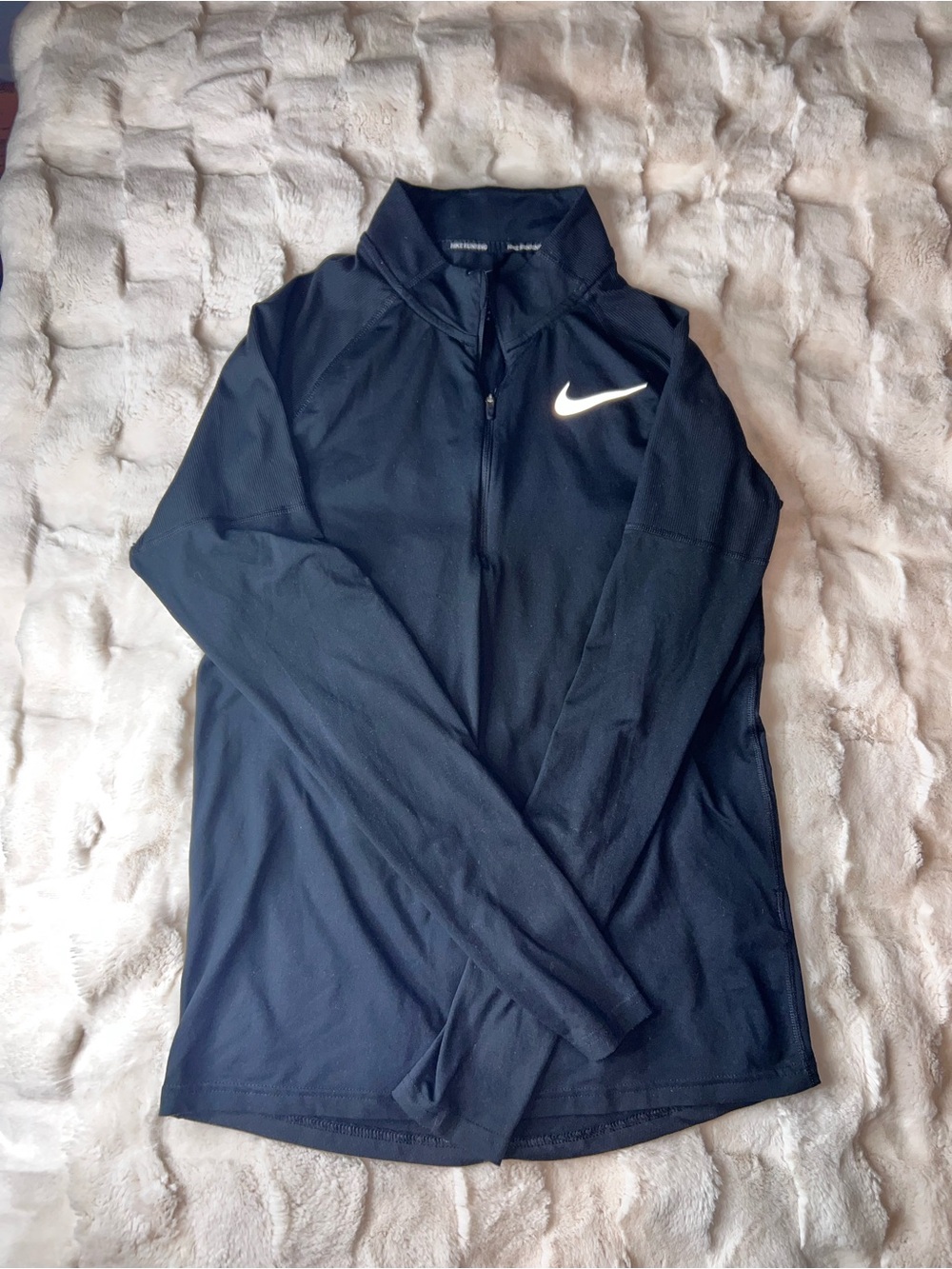 Men’s Nike Black Long-Sleeve Quarter Zip Top with White Swoosh | SML |